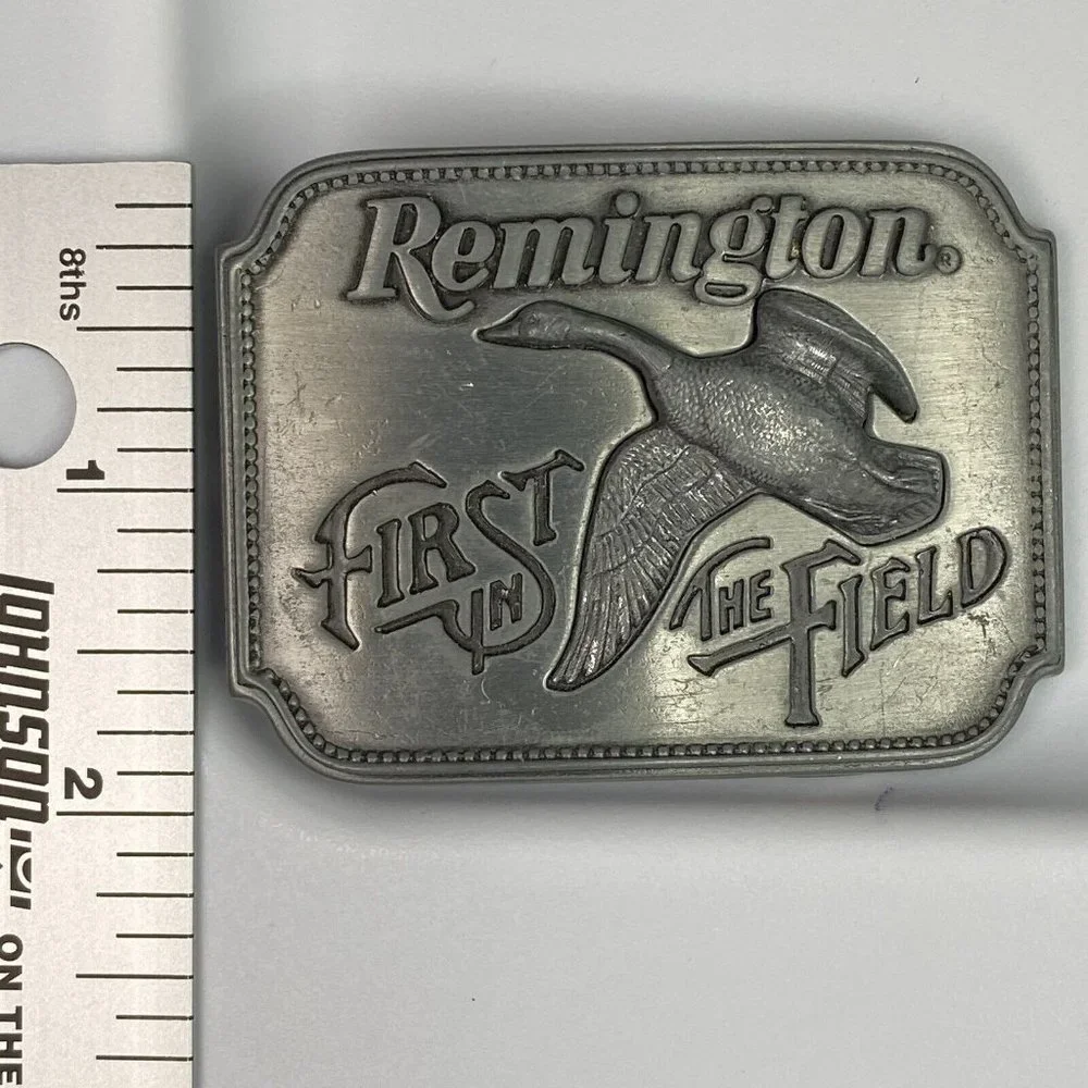 Belt Buckle Vintage Pewter First in Field Remington 